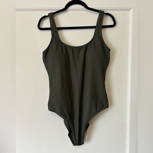 Aerie NWT Cheeky Olive Ribbed One Piece Size XL